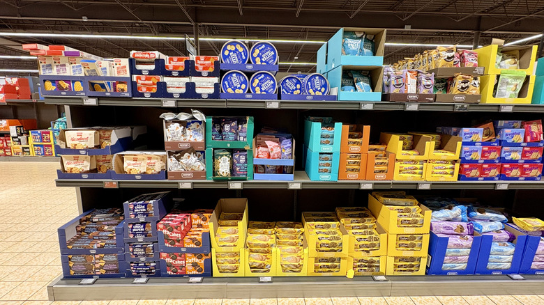 Cookie aisle in Aldi store
