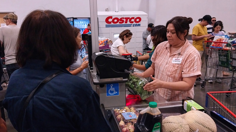 A checkout register at Costco