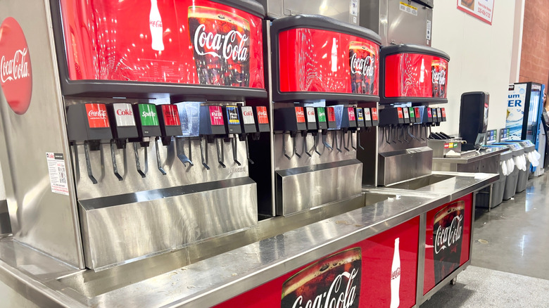 a coca cola brand soda fountain at costco