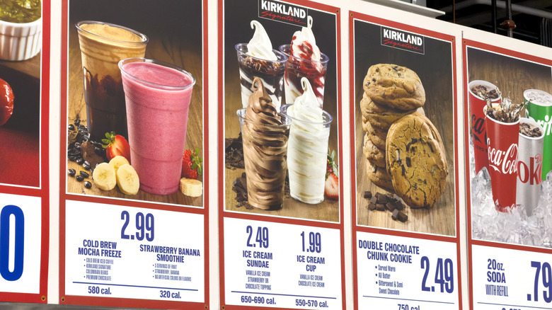 Costco's food court menu