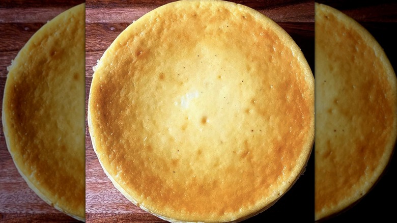 Overhead shot of whole buttermilk cheesecake