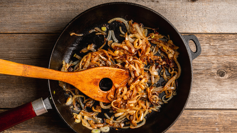 Caramelized onions in a skillet