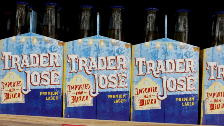 six packs of Trader Joes beer