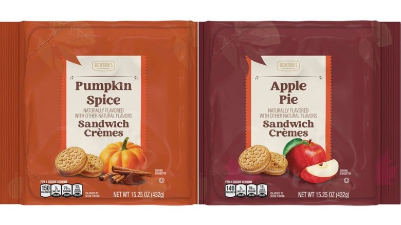 Packages of Benton's Pumpkin Spice and Apple Pie Sandwich Crèmes cookies