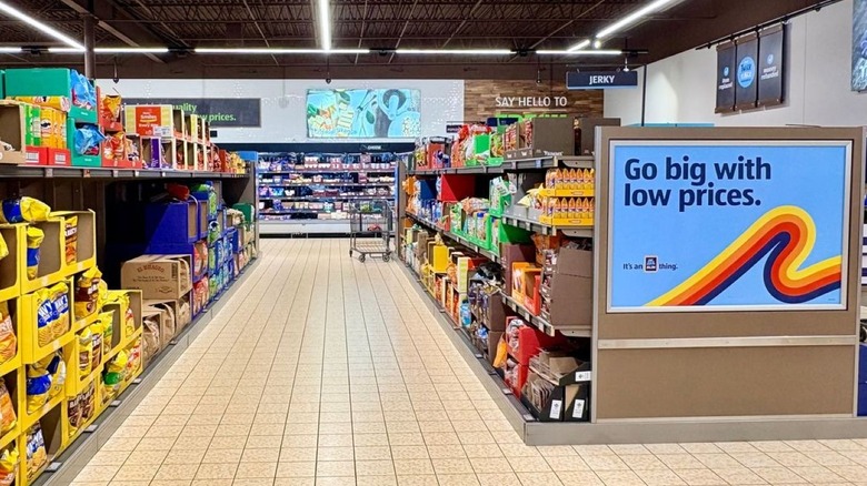 Aisle inside an Aldi store