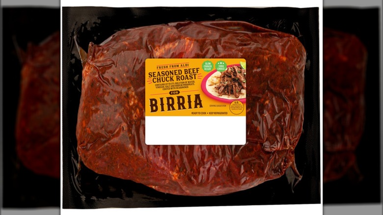Package of Aldi USDA Choice Seasoned Beef Chuck Roast for Birria