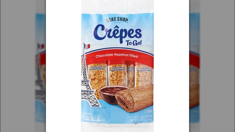 Package of Bake Shop Chocolate Hazelnut Filled Crepes from Aldi