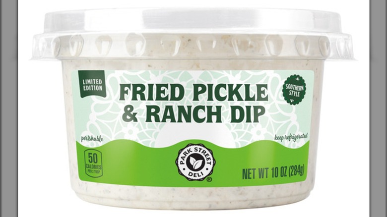 A tub of Park Street Deli Fried Pickle & Ranch Dip from Aldi