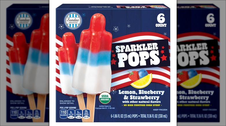 Box of red, white, and blue popsicles