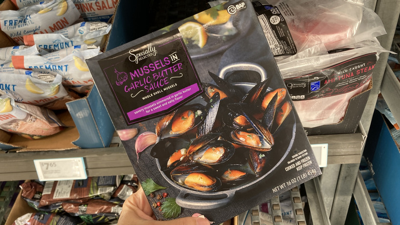 box of Aldi frozen mussels
