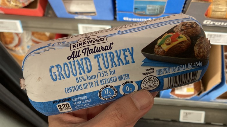 tube of Aldi frozen ground turkey