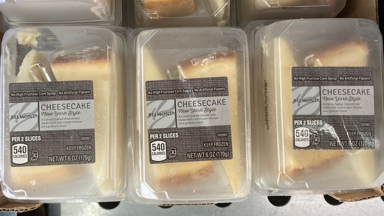 packages of Aldi frozen cheesecake