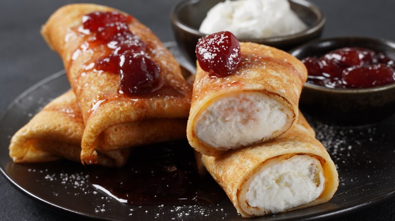 cheese blintzes with jam