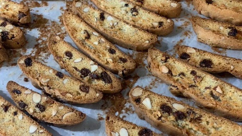 mandel bread on baking sheet