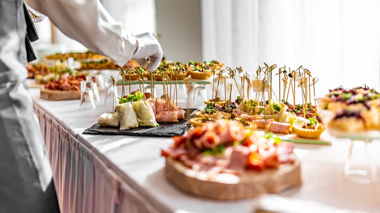 buffet table food assortment