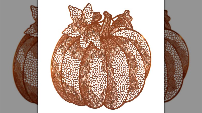 Orange pumpkin-shaped placemat