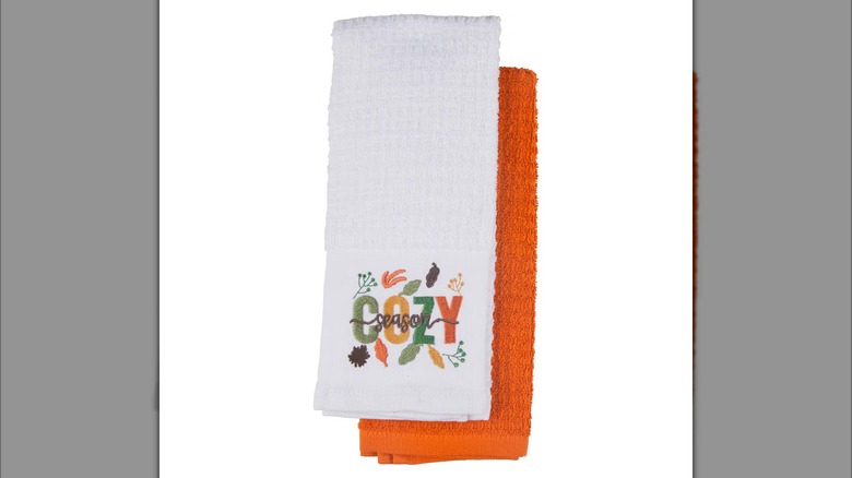 Two embroidered kitchen towels