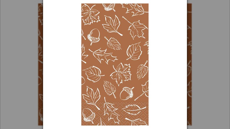 Brown napkin with leaf and acorn design