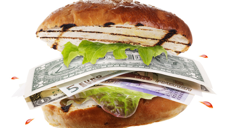 Burger with money as filling
