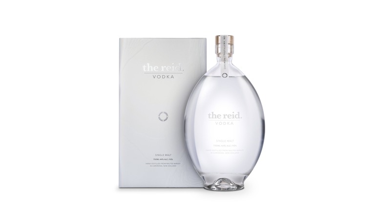 bottle of The Reid vodka and box on a white background