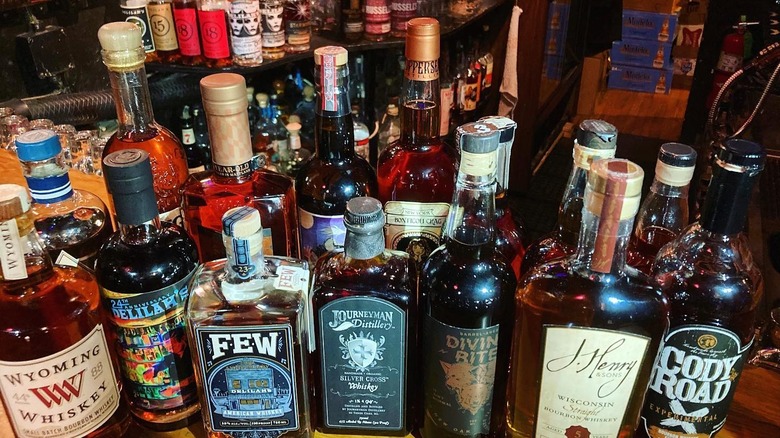 Whiskey bottles at Delilah's in Chicago