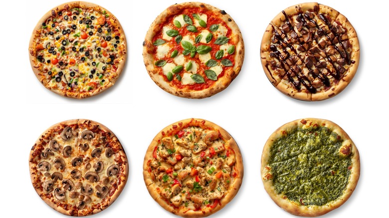 Six different pizzas