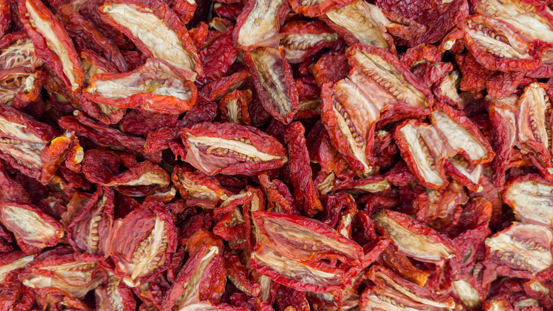 Pile of sun-dried tomato halves