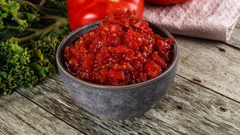 Bowl of diced tomatoes