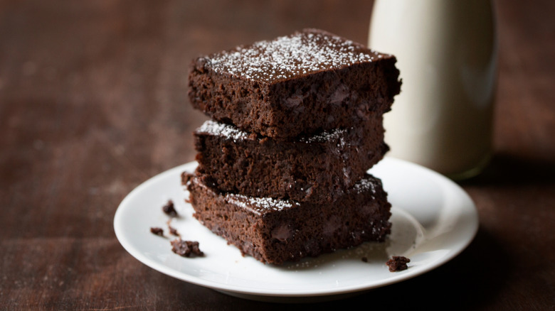 slices of black bean brownie on white plate