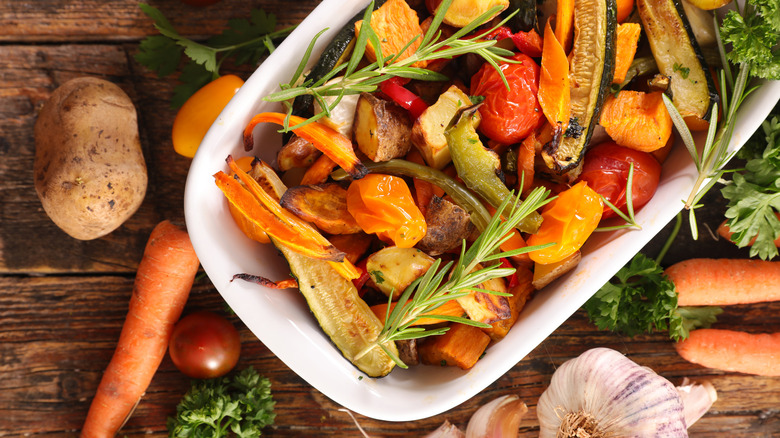 Roasted vegetables with fresh herbs