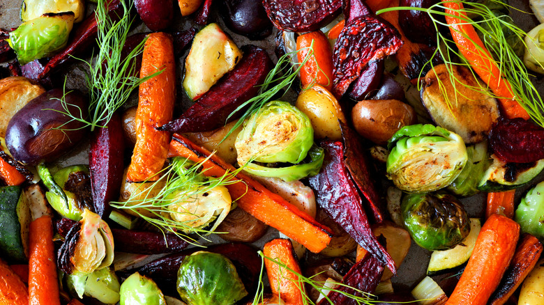 Closeup of roasted veggies