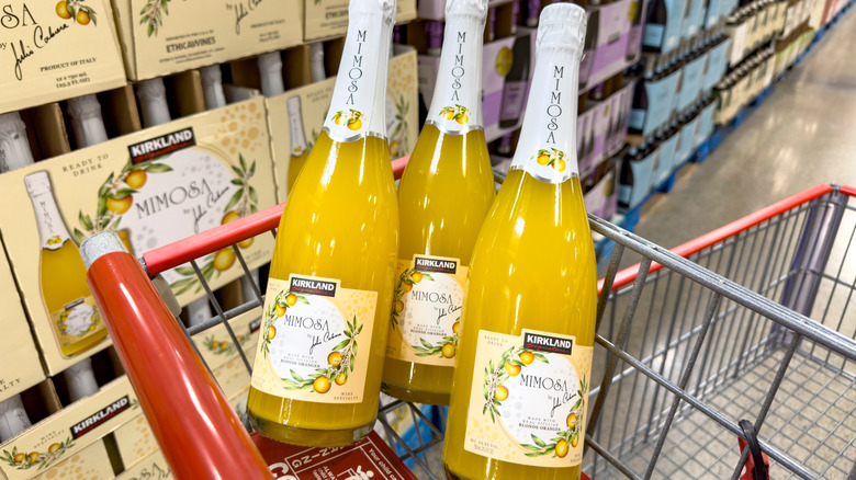 Kirkland Signature Mimosa bottles in shopping cart