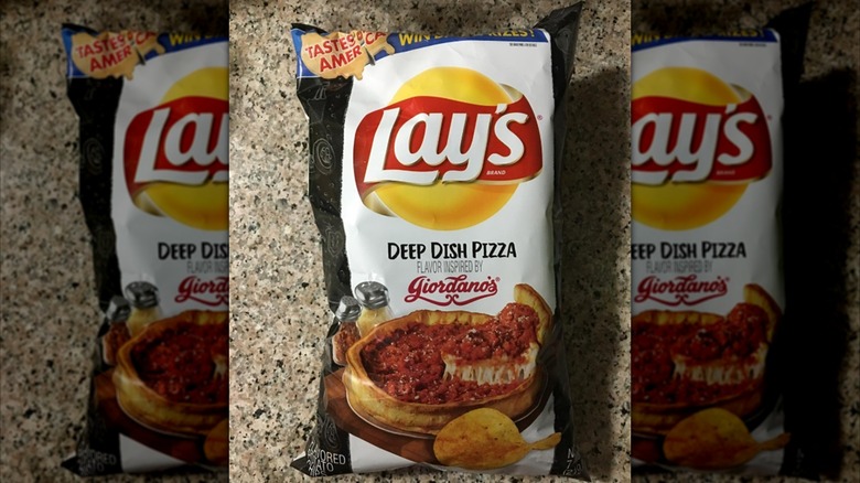 bag of Lay's Deep Dish Pizza on countertop