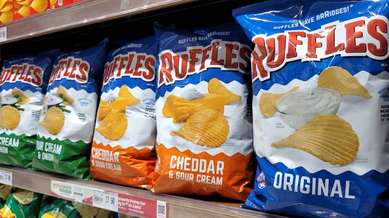 Ruffles chips on grocery shelf