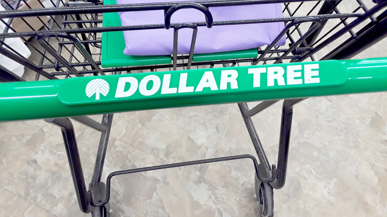 A Dollar Tree cart in an aisle