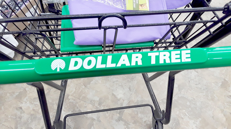 A Dollar Tree cart in an aisle