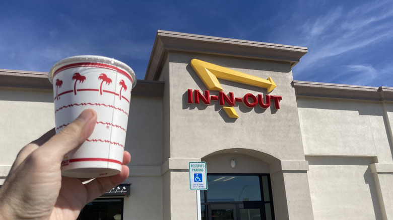 In N Out Coke cup outside the restaurant