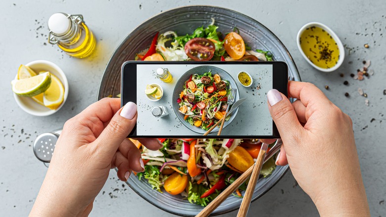 taking photo of a salad