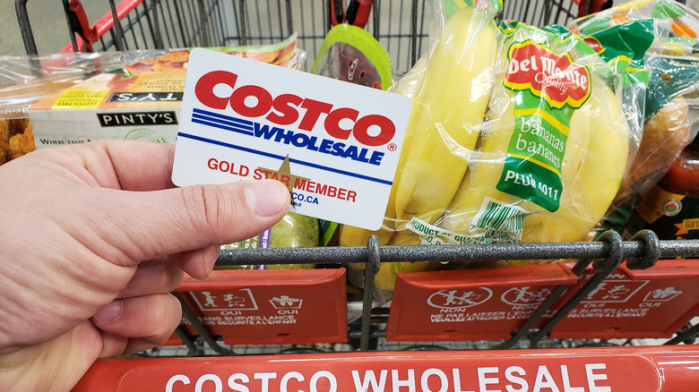 costco membership card and groceries