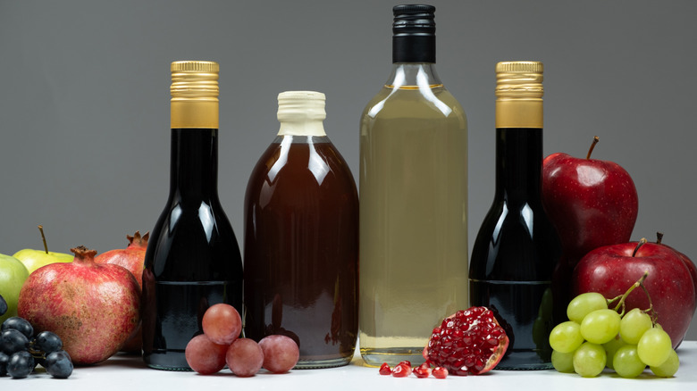Several type of vinegar in bottles