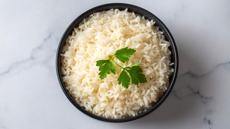 Bowl of cooked basmati rice