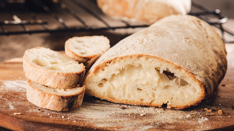 Ciabatta on cutting board