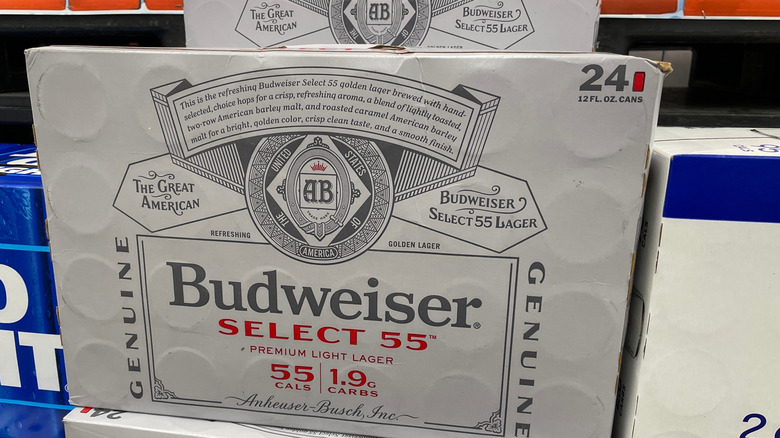 Crate of Budweiser Select 55 beer