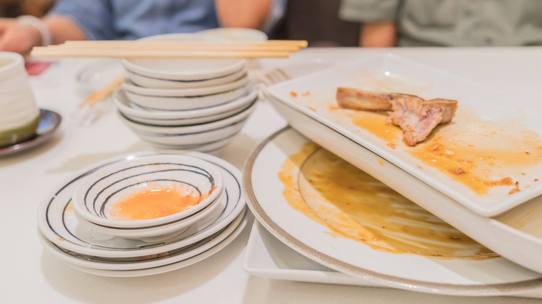 Dirty dishes on table