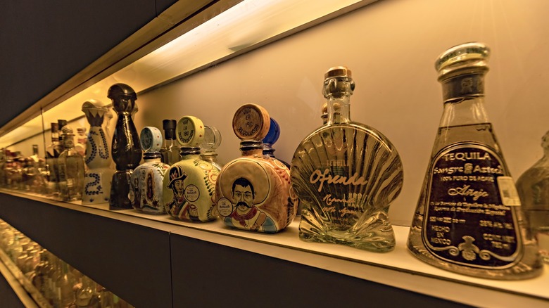 Bottles of tequila and mezcal