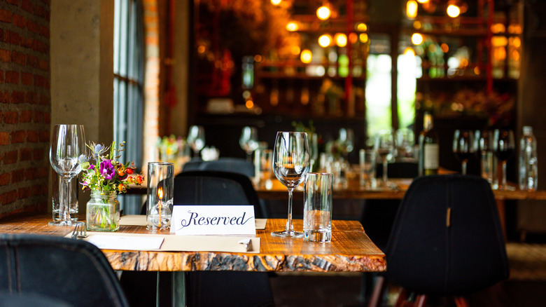 reserved sign on pub table