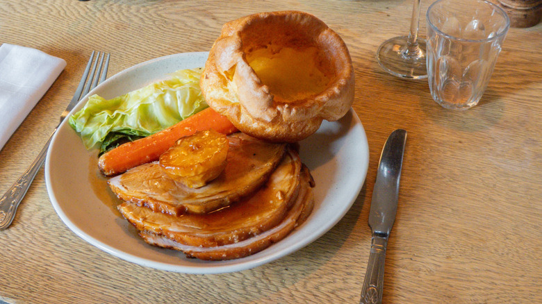 traditional Sunday roast on pub table