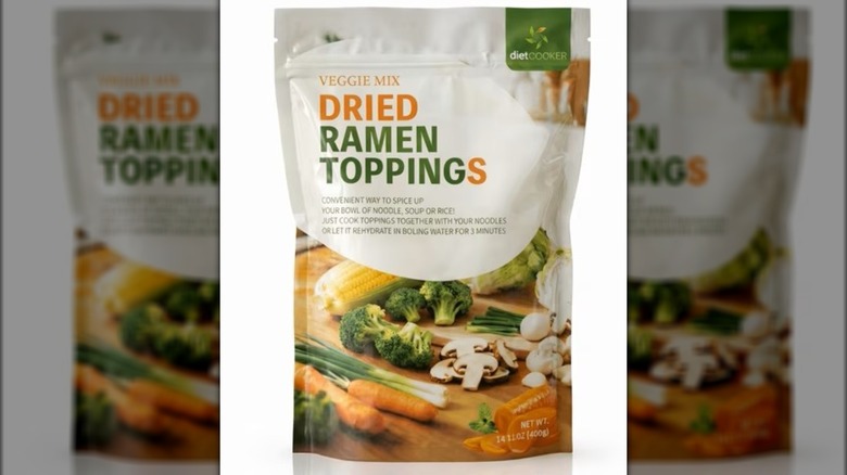 Bag of dried toppings for ramen.