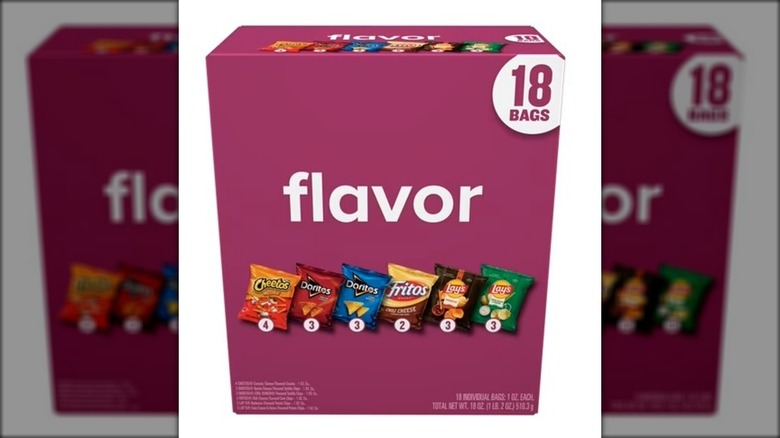Variety pack of individually wrapped bags of Frito-Lays snacks.