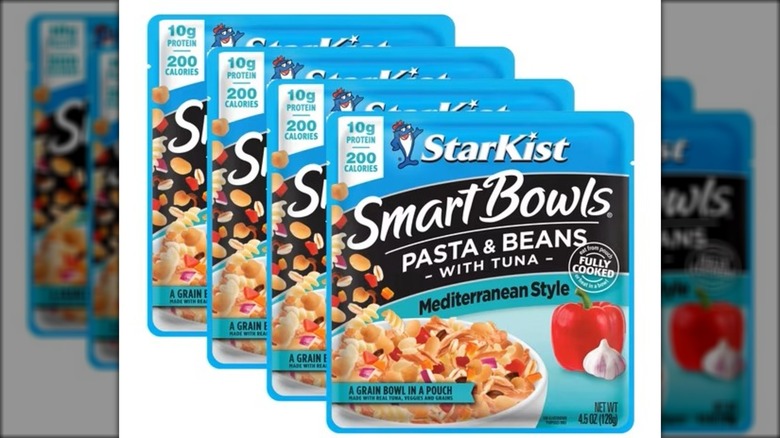 Pouches of tuna with pasta and beans.